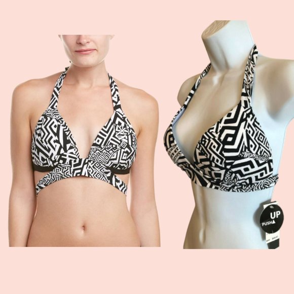 Bullseye! 🎯 NWT Kenneth Cole Push Up Wrap-style Halter Swim Top-36 B/C - Picture 1 of 4